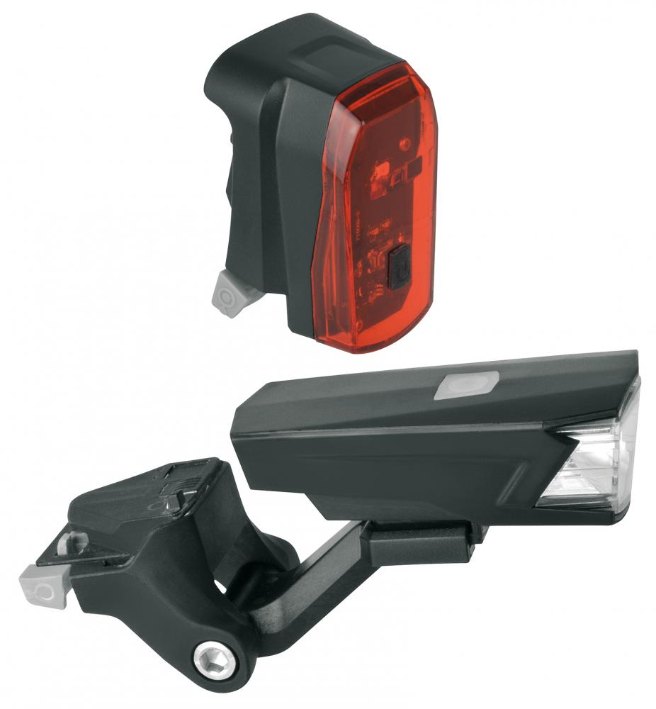MonkeyLink PHENON Nuuk 30/15 Lux RECHARGE LED-Beleuchtungsset mit magnetischer Halterung, USB-aufladbar, 3/6 Std. Leuchtdauer, StVZO-zugelassen, Schwarz