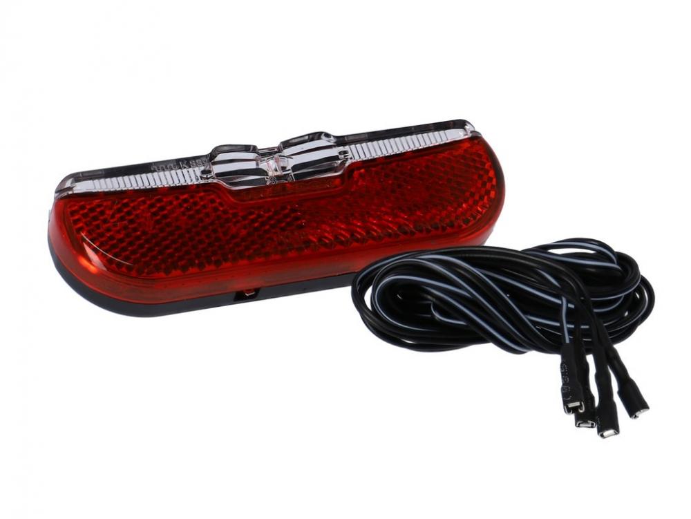 Trelock LED-Dynamo-Rücklicht Duo Flat LS 611 STVZO rot mit Reflektor und Anschlusskabel.