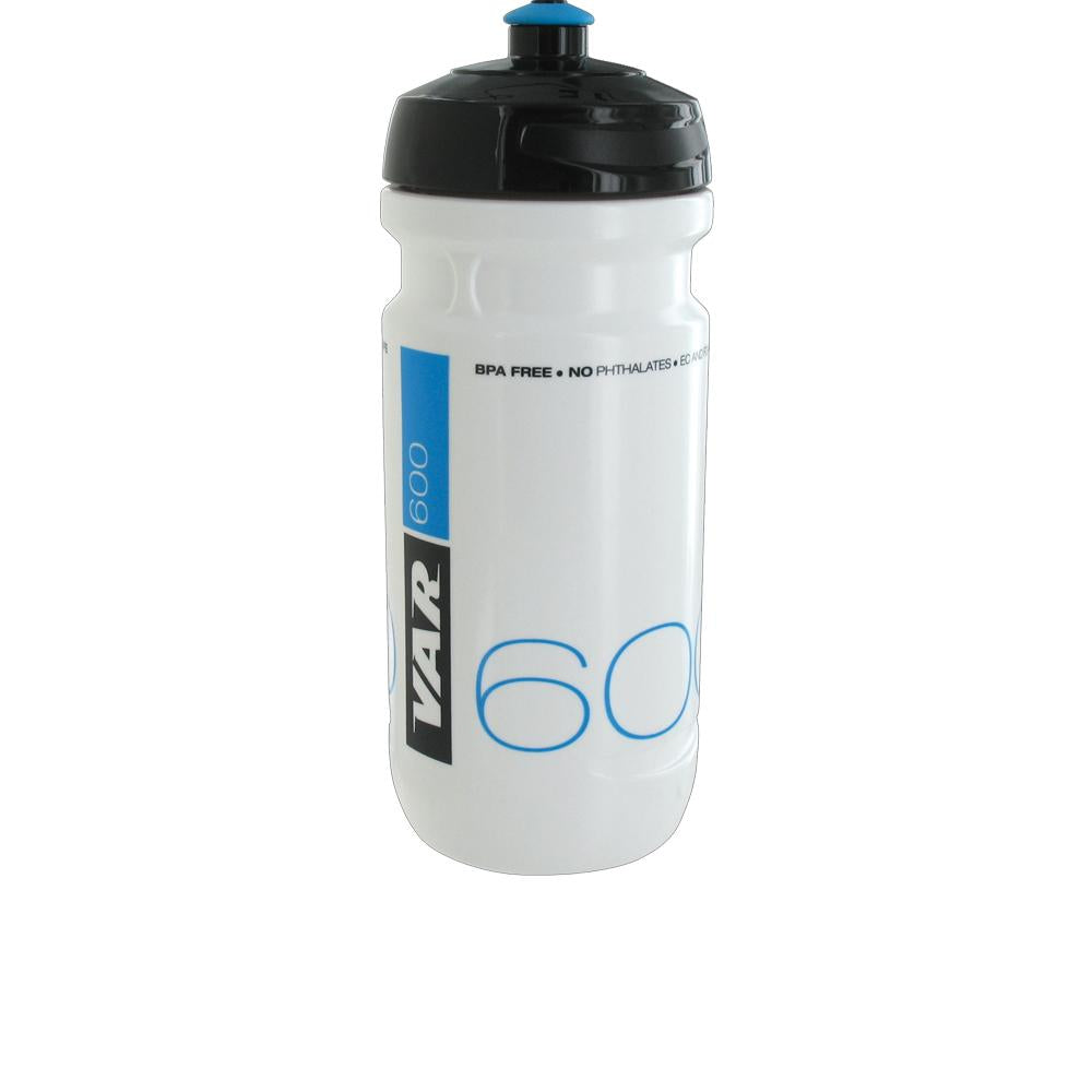 VAR Trinkflasche 600 ml BPA-frei Weiß-Blau - Ultraleichte Wasserflasche für Radfahrer und Sport