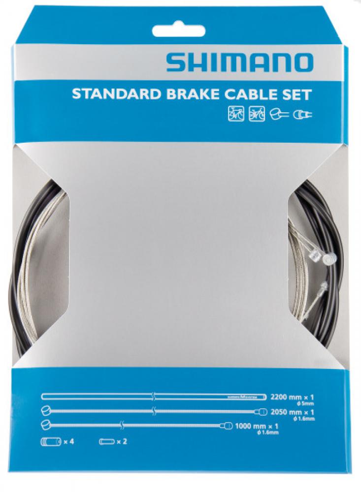 Shimano Bremszugset Road/MTB und Schaltzugset Road in blauer Originalverpackung mit Zügen und Außenhüllen.