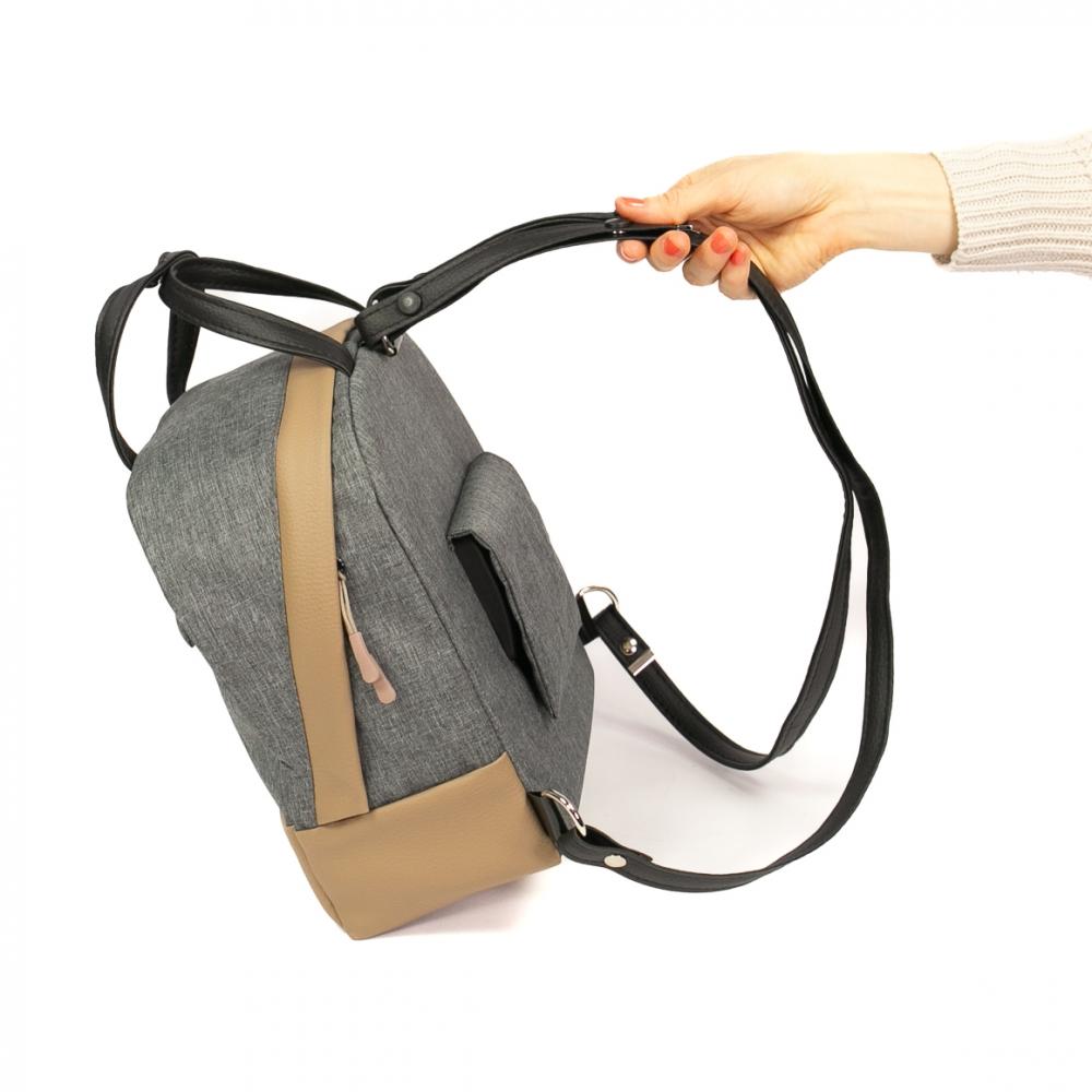 Haberland Rucksack-Lenkertasche Bella grau/hell- - flexible Lenkertasche & Rucksack