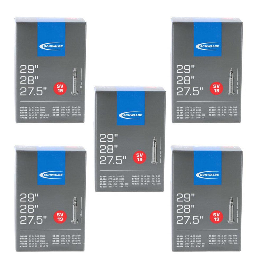 Schwalbe SV19 Fahrradschlauch 5er Set für 27,5 bis 29 Zoll Reifen mit 40mm Sclaverand-Ventil in Originalverpackung.