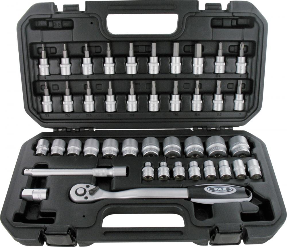 VAR Steckschlüssel-/Bit-Satz DV-11900 3/8" Ratsche, 25 cm - vielseitiges Profi-Werkzeugset