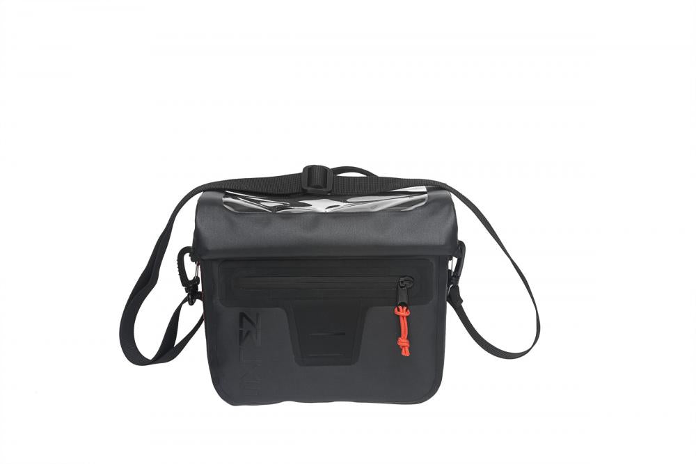 New Looxs Lenkertasche Varo schwarz 9,5l mit transparentem Fach, Fronttasche und Tragegurt.