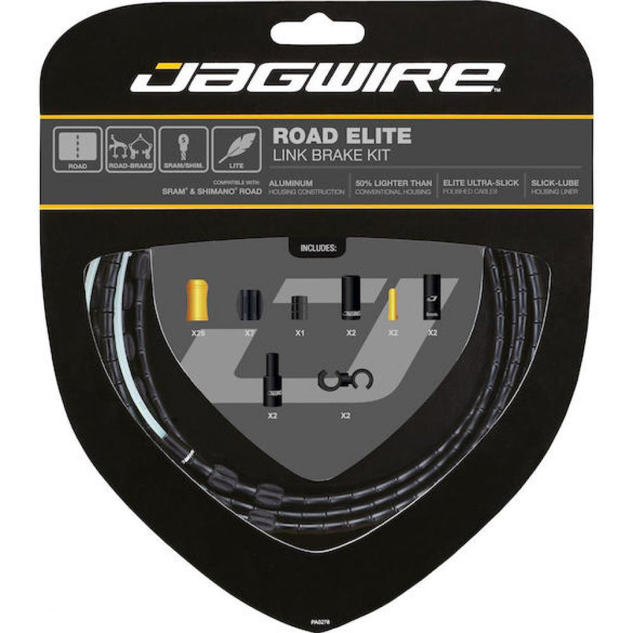Jagwire Bremszugset Road Elite Link Standardlänge Schwarz - direkte, leichte Rennrad-Bremsperformance