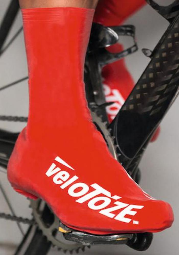 VeloToze Überschuh lang S rot - wasserdichter Aero-Überschuh für kalte Touren
