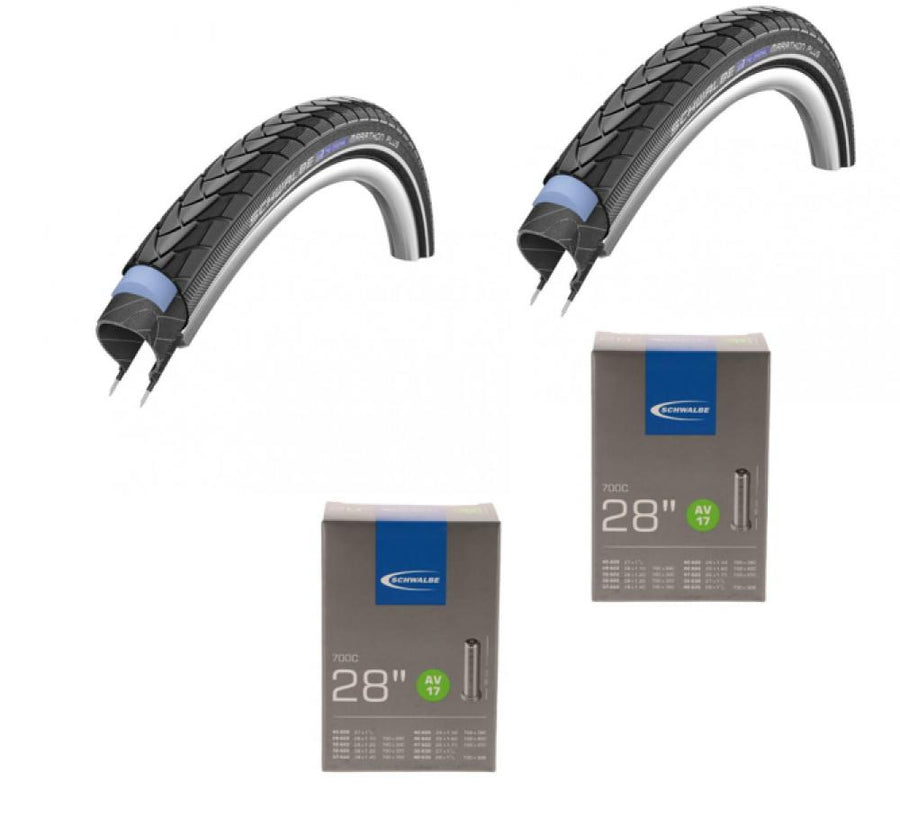 Schwalbe Marathon Plus 28 Zoll Drahtreifen 47-622 Reflex E-50 mit 2x AV17 Schläuchen