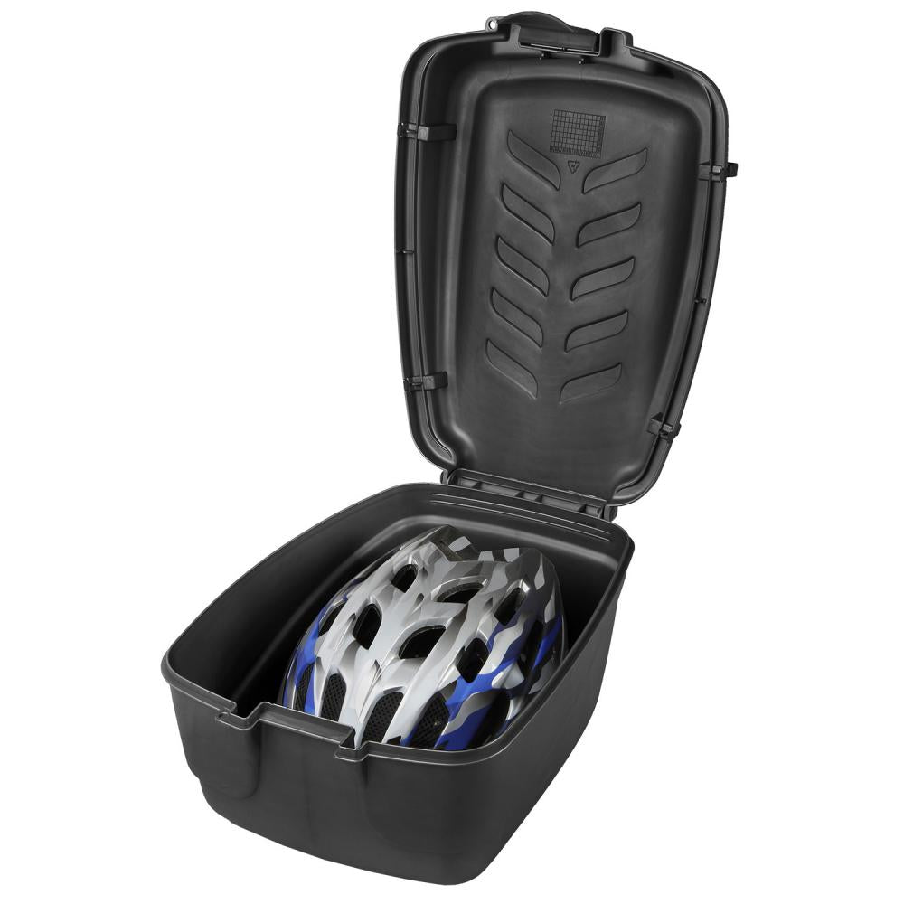 M-WAVE Fahrradkoffer Topcase - robuster Kunststoff-Koffer in Schwarz zur sicheren Montage auf Gepäckträgern