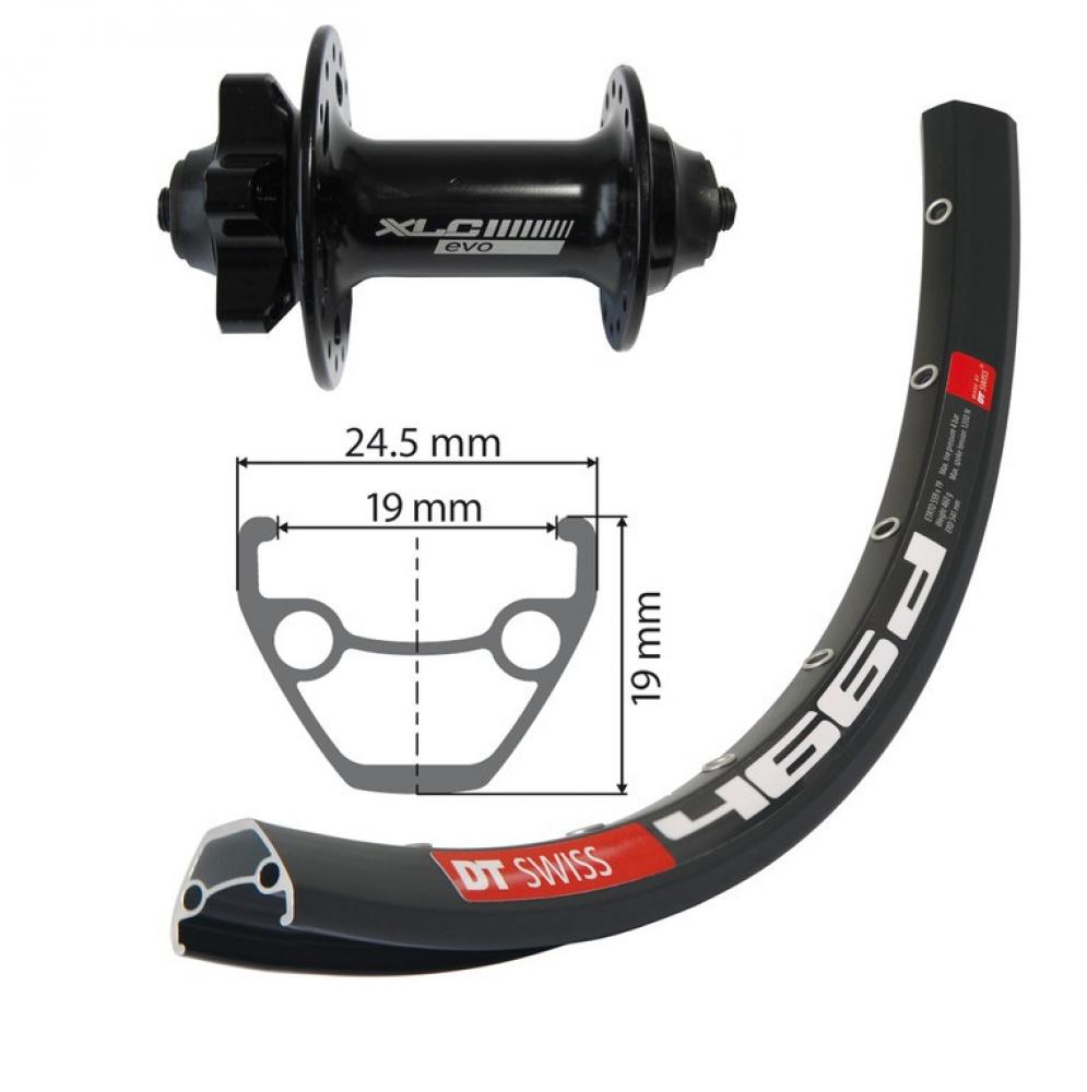 XLC Laufrad|Vorderrad 27.5 6-Loch schwarz Schnellspanner 32-Loch DT Swiss D466 Disc schwarz Nirosta-Speichen schwarz