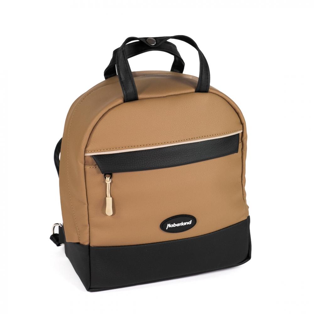 Haberland Rucksack-Lenkertasche Bella hellbraun/schwarz für E-Bikes, flexibler Rucksack und Lenkertasche.