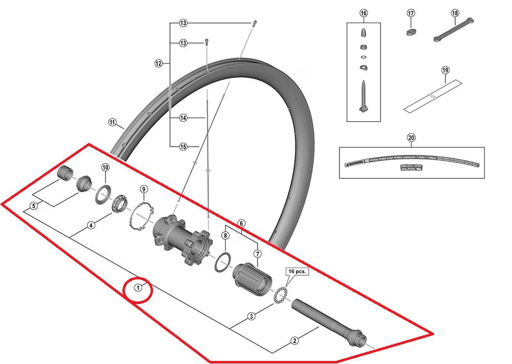 SHIMANO Hohlachse WH-RX570-R 142 mm Komplettkit 142 - zuverlässige Steckachsen-Lösung