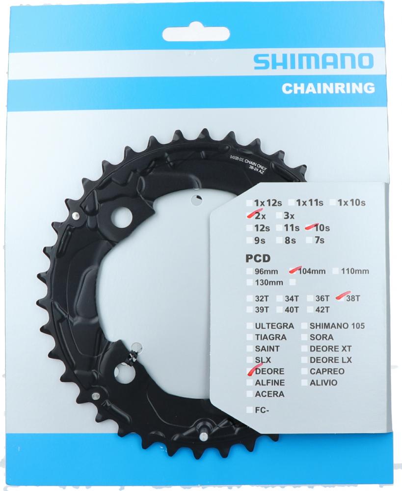 SHIMANO Kettenblatt DEORE FC-M617 38 Zähne für 2x10-fach Antrieb in Originalverpackung.