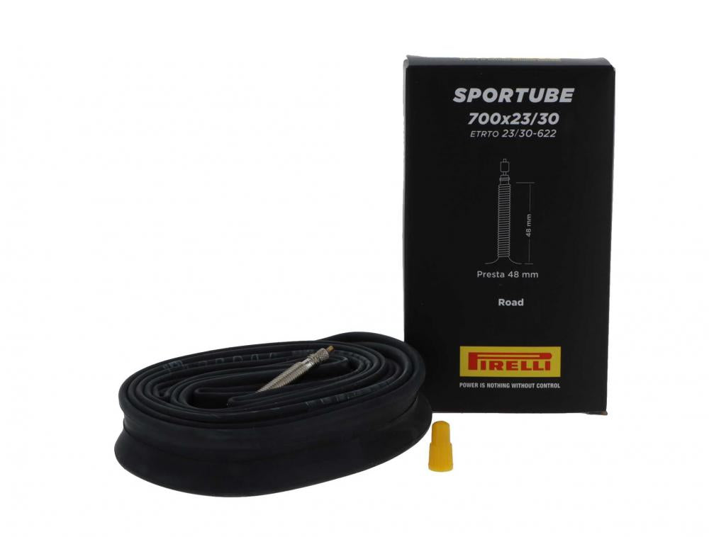Pirelli Schlauch SPORTUBE 28" Race 28 schwarz - zuverlässiger Rennrad-Schlauch mit SV 48 mm