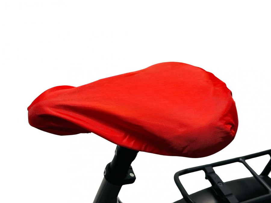 Diverse Sattel Regenschutz in Rot mit Gummizug mit BB Druck Sattelüberzug Regenschutzhaube