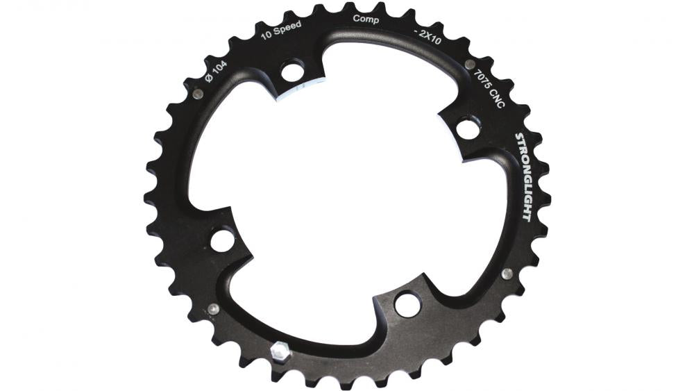 Stronglight Kettenblatt MTB Lochkreis 104 mm 2x10 außen 38 Zähne schwarz 10-fach Shimano