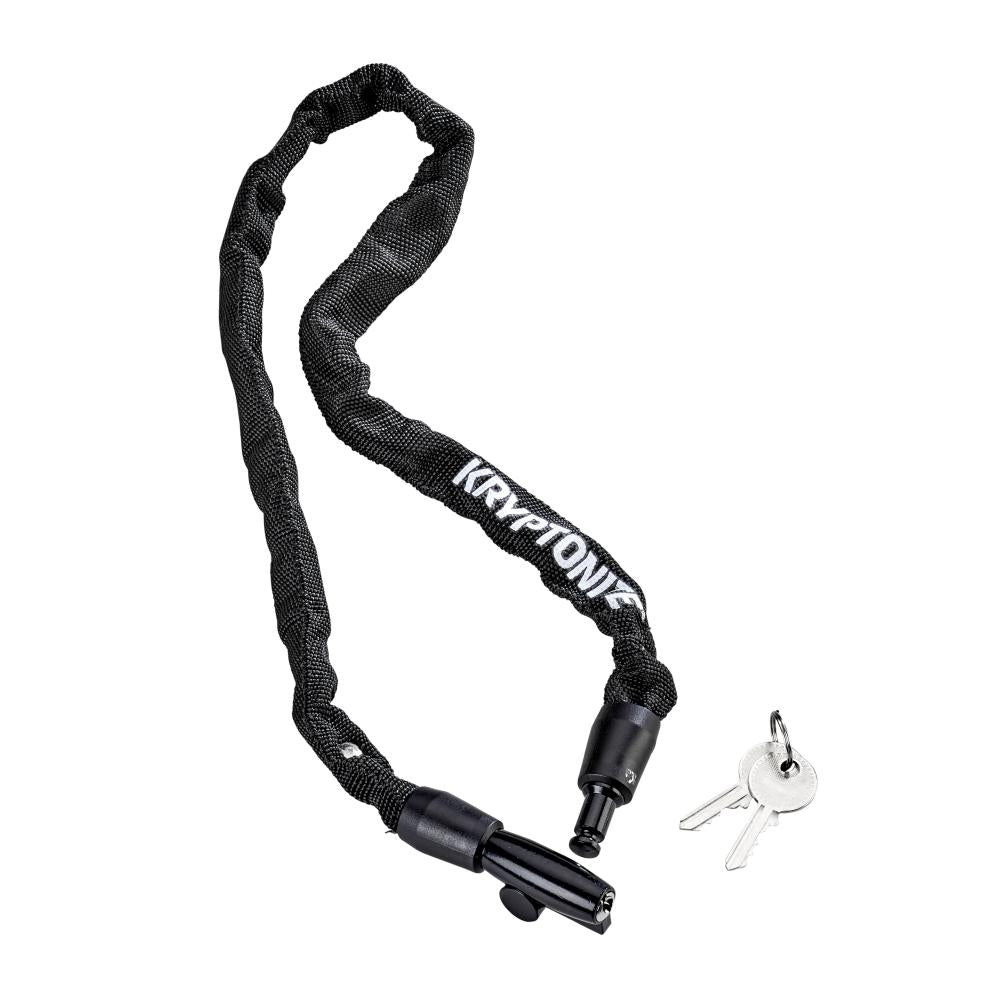 Schwarzes Kryptonite Keeper 465 Kettenschloss (65cm, 4mm Stahl) mit wetterfestem Überzug und 2 Schlüsseln.