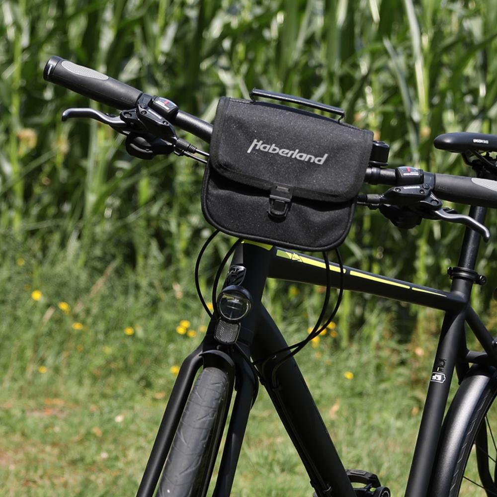 Haberland Lenkertasche 2l Einsteiger schwarz - kompakte Fahrrad-Lenkerstasche für Alltag & Tour
