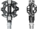 Zwei schwarze Voxom MTB SPD-Pe17 Pedale mit Cr-Mo Achse und Industrielagern.