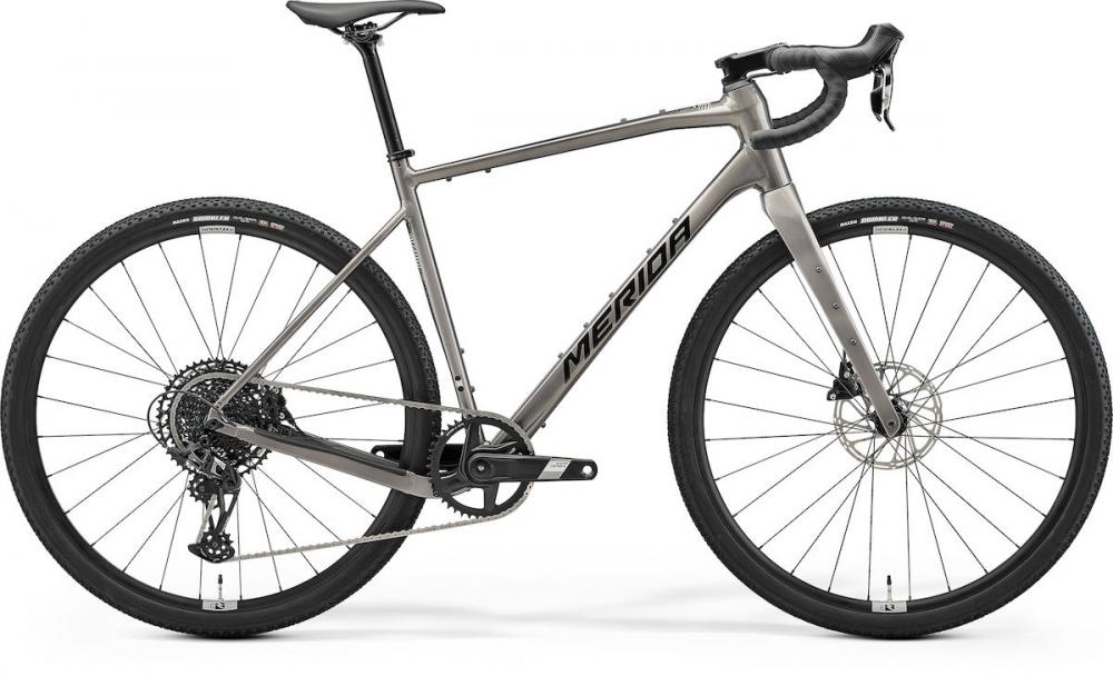 Merida Silex 500 Gravelbike S Warm Slate Grey-Black, Aluminiumrahmen Silex Lite II, SRAM Apex 1x12, hydraulische Scheibenbremsen, Maxxis Rambler 45 mm Reifen, ca 10,8 kg