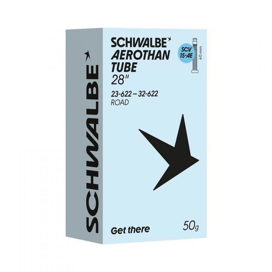Schwalbe Aerothan SCV15 32-622 Schlauch, ultraleichter TPU Rennradschlauch mit 51g in der Produktverpackung.