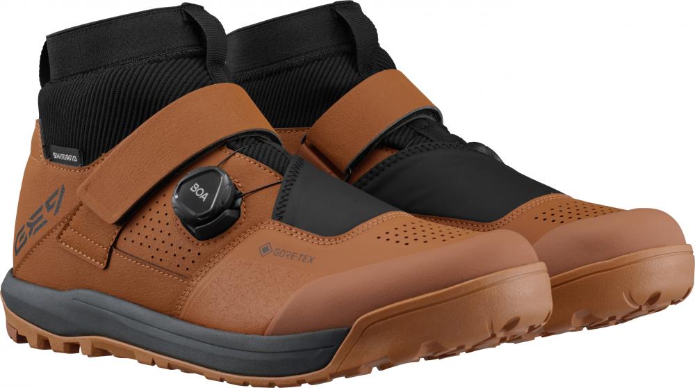SHIMANO Fahrradschuhe GE900GTX Herren/Damen MTB SPD Größe 46 Braun - wasserdichte Gravity-/Enduro Schuhe