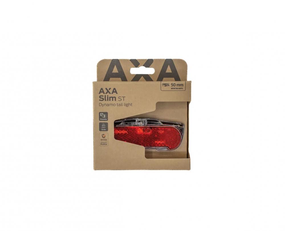 AXA Slim ST LED-Dynamo-Rücklicht Steady in Verpackung, schmal, leicht, 50mm Montagebreite.