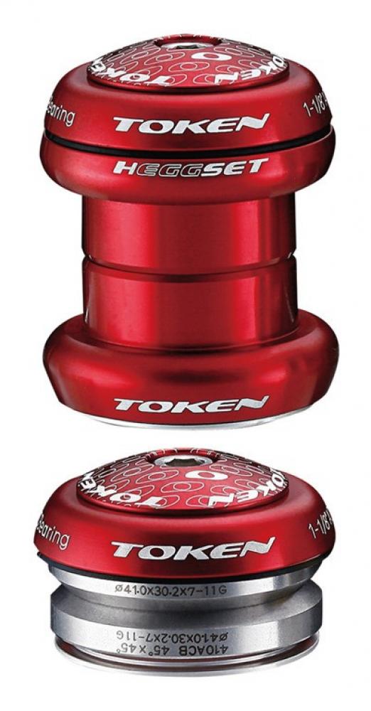 Roter TOKEN hEGGset AHead 2in1 Steuersatz 1 1/8" (34/41mm) für Fahrräder.