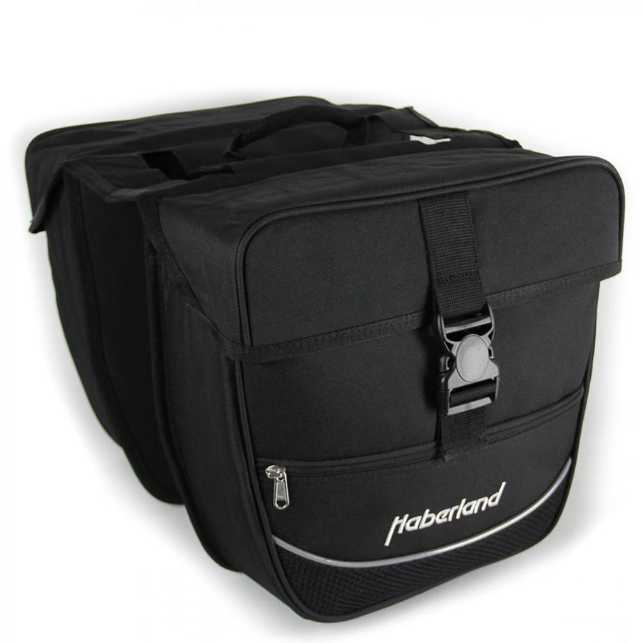 Haberland Doppeltasche schwarz, praktische Fahrrad-Gepäckträgertasche.