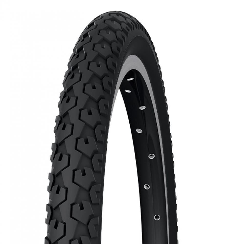 Michelin Country J Draht Fahrradreifen 24 Zoll 24x1.75 44-507 schwarz mit markantem Profil und Reflexstreifen.