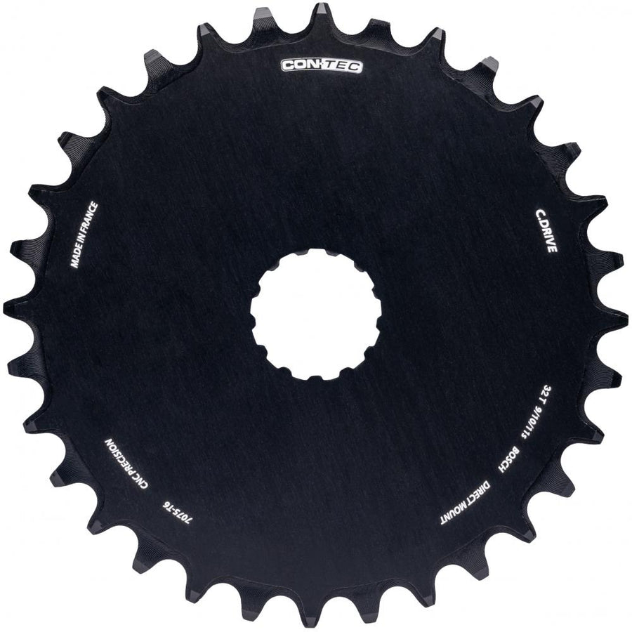 CONTEC Kettenblatt "C.Drive DM"nDirect Mount, 9-/10-/11-fach, 3/32", Narrow-Wide (NW) Zahnprofil, Aluminium 7075, schwarznSB-verpackt, 47,5mm Kettenlinie (Standard), Chainglider kompatibel, passend für Bosch Antrieb Gen. 3, 32 Zähne