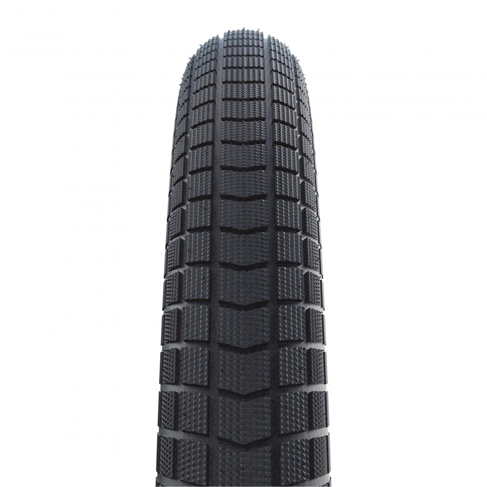 Schwalbe Big Ben Plus 20x2.15 Zoll Fahrradreifen mit ADDIX Compound und HS439 Profil in der Nahaufnahme.
