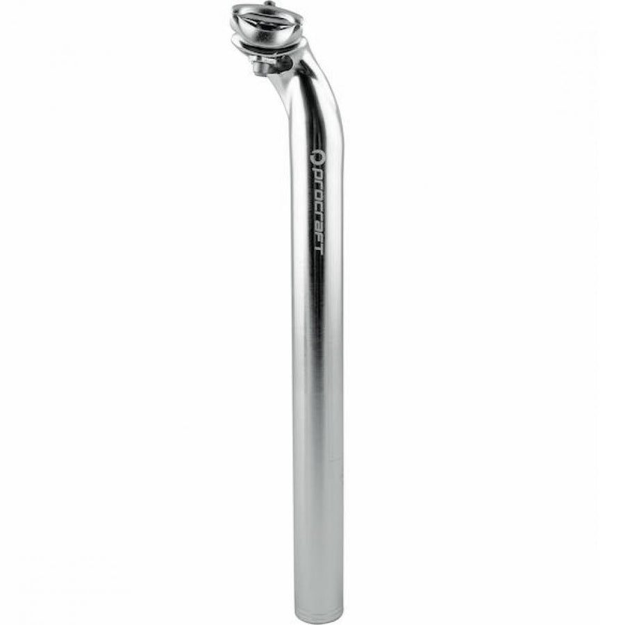 Procraft Sattelstütze Classic 2-Bolt Ø 27,2 x 400 mm Silber - gekröpfte Patentsattelstütze aus 7075 Aluminium