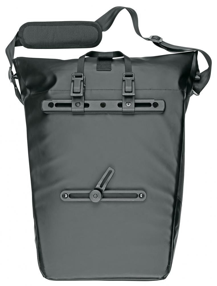 SKS Gepäckträgertasche Germany Infinity Urban Sidebag: 20 Liter wasserdichte Fahrradtasche mit Rolltop - gepolstertem 15 Laptopfach Reflektorstreifen Schultergurt 620x430x170mm schwarz