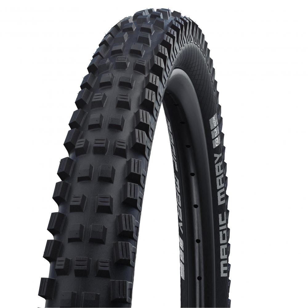Schwarzer Schwalbe Magic Mary Performance Line Mountainbike Faltreifen mit aggressivem Profil für maximalen Grip im Gravity-E
