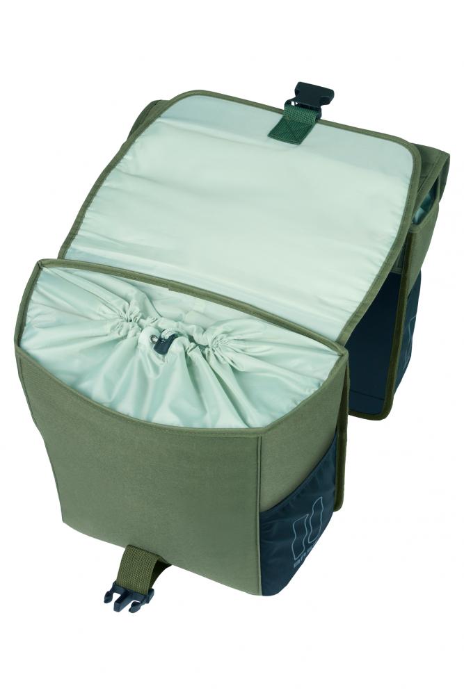 Basil GO MIK Doppelpacktasche - 32 Liter Gepäckträgertasche, 14x27x31 cm, dunkelgrün - inkl. MIK-Adapterplatte, reflektierend