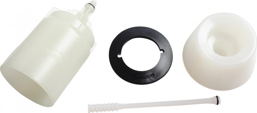 SHIMANO Öltrichter TL-BR003 mit Ölstopper und Adapter für hydraulische Scheibenbremsen am Fahrrad.