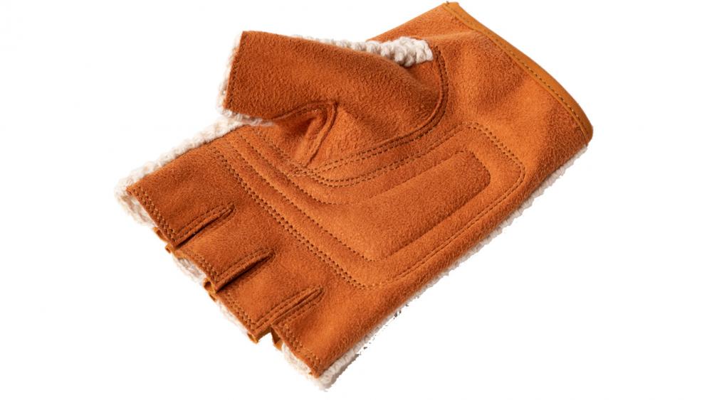 Thousand Little 5 Fahrradhandschuhe Crème, Kurzfinger, Größe S, Vintage-Retro-Design, gehäkelte Baumwolle, veganes Amara-Wildleder, gepolstert, atmungsaktiv