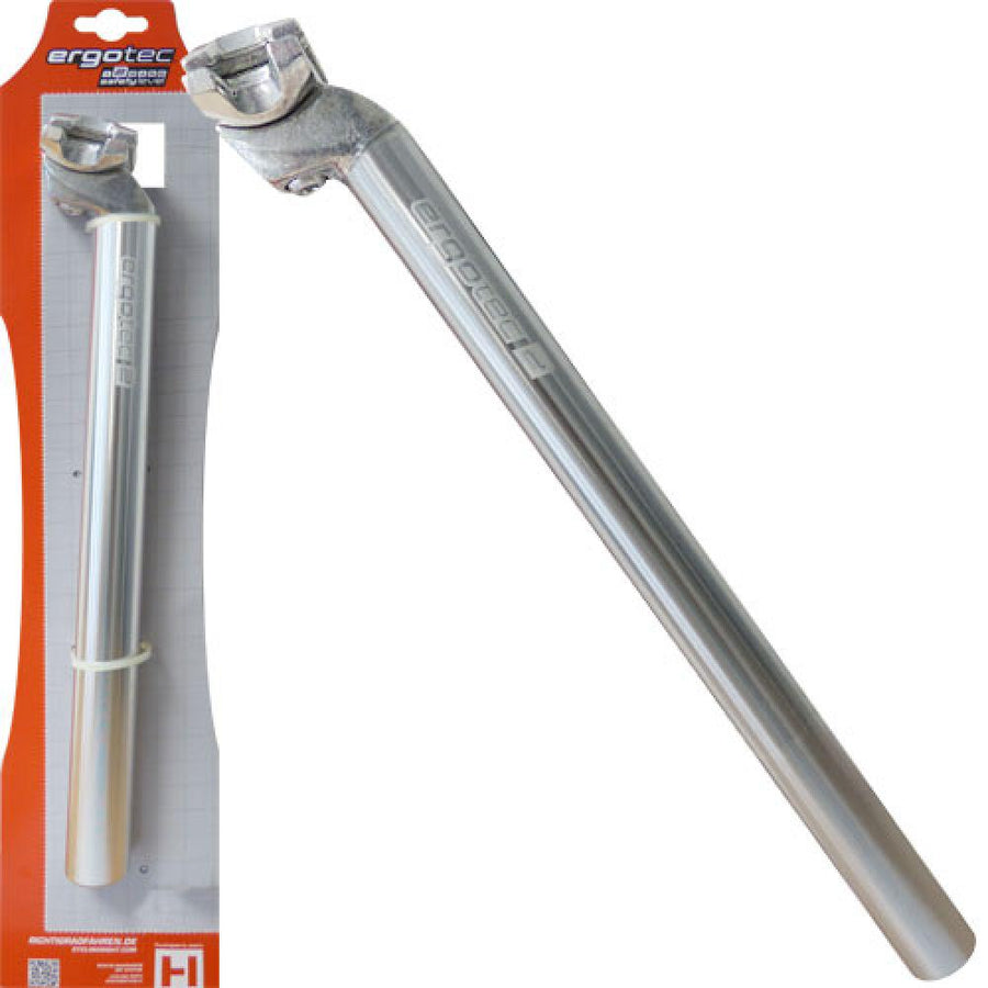 Ergotec Patentsattelstütze Alu Ø 25,4mm, 350mm, silber. Fahrrad-Sattelstütze, neu und verpackt.