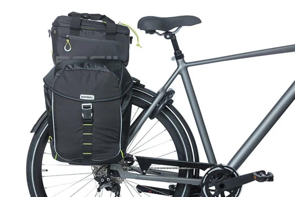 Basil MIK Double Decker Adapterplatte schwarz - Fahrrad Gepäckträger Adapter für MIK System - kombiniert Tasche & Korb - verstellbar bis 15 kg