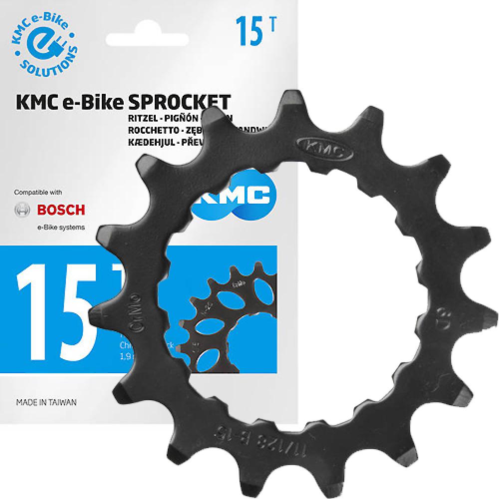KMC E-Bike Ritzel 15Z CrMo schwarz, kompatibel mit Bosch Active/Performance Line, langlebig.