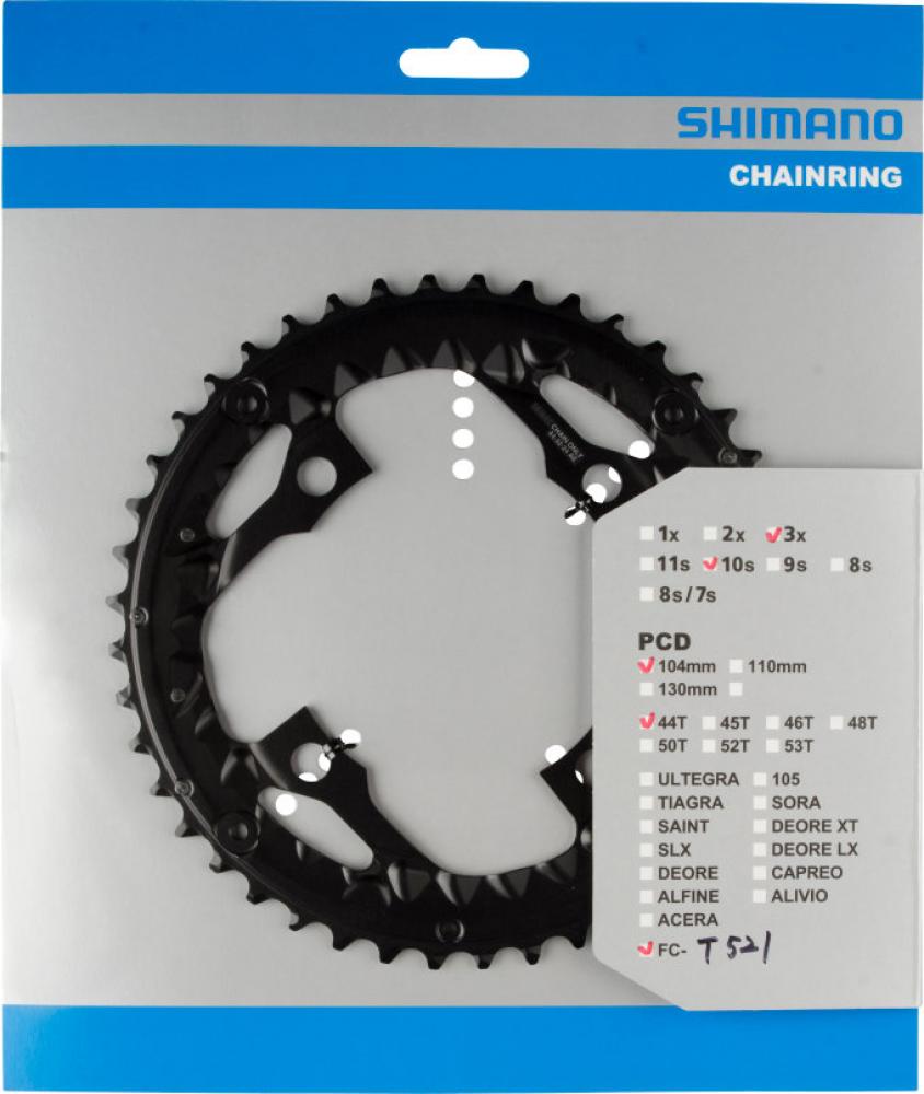 SHIMANO Kettenblatt FC-T521 schwarz, 44 Zähne, 10-fach, 104mm Lochkreis für 3x Schaltung.