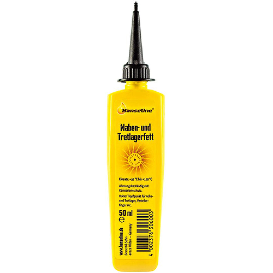 Hanseline Naben- und Tretlagerfett 50 ml Tube  Lithium-Schmierfett für Fahrradlager, temperaturbeständig von -30°C bis +120°C, wasserabweisend, ideal für Naben und Tretlager