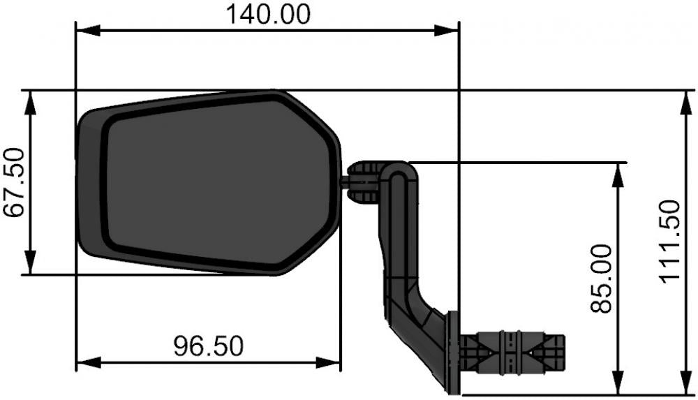 CONTEC Rückspiegel E-View Evo kurzer Spiegelarm 85mm