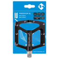 M-WAVE Freedom SL Plattformpedal - CNC-Alu, CrMo-Achse 9/16″, 96×91 mm, 297 g/Paar, austauschbare Pins, bis 140 kg (ISO 4210), schwarz