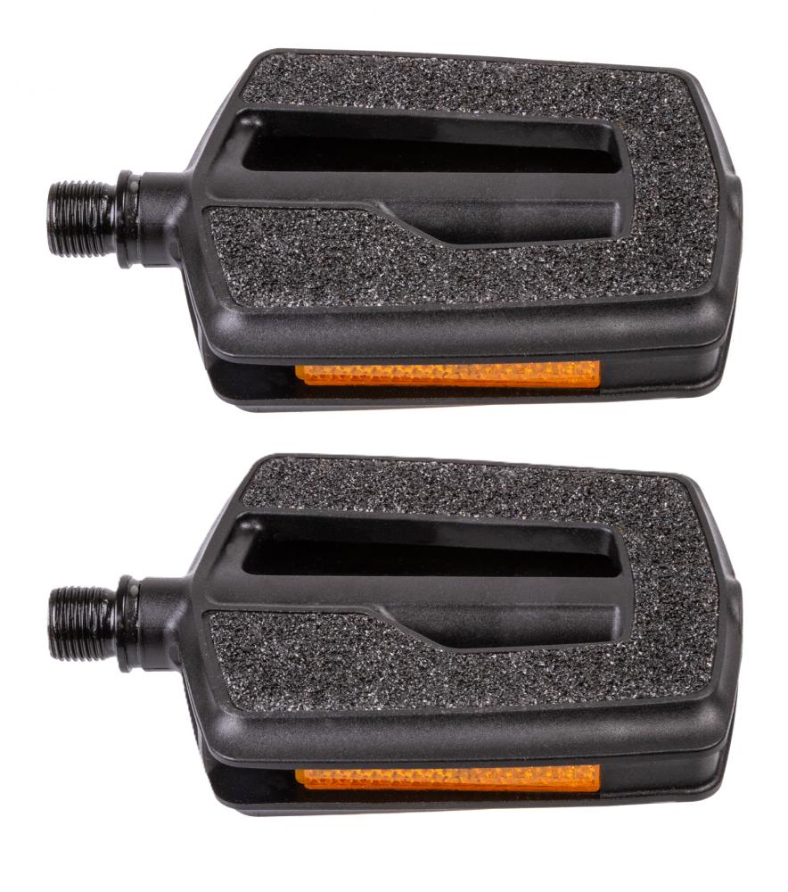 VP Pedal VP-831P schwarz - rutschfestes Plattformpedal aus Kunststoff mit Sandpapier-Grip, 111x87x20 mm
