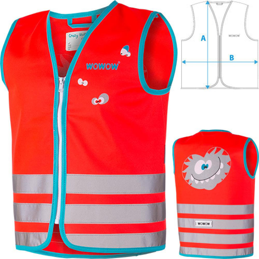 Wowow Sicherheitsweste Crazy Monster Jacket für Kinder Größe M rot