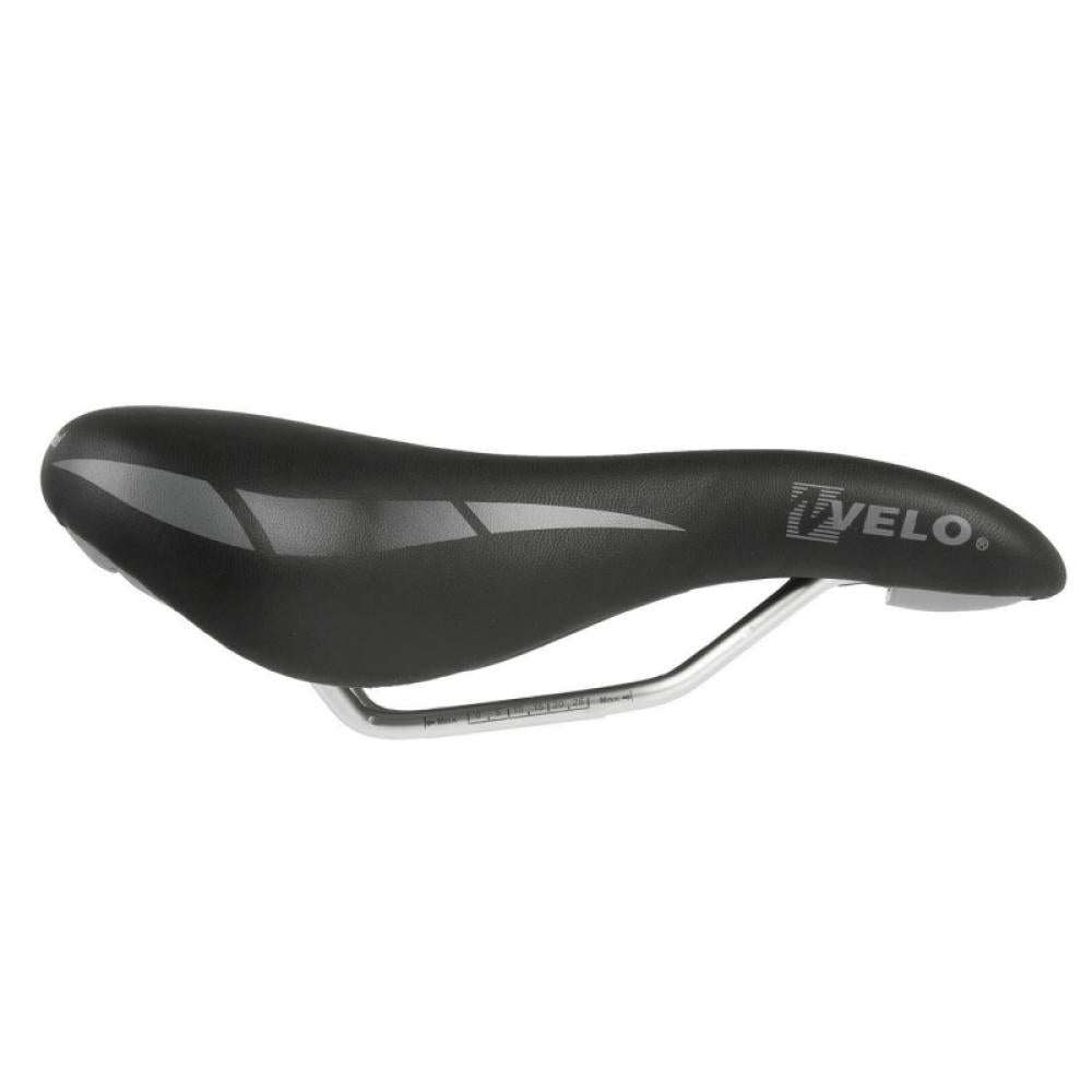 Schwarzer VELO Damen-Sattel Wide:Channel, ergonomisch, O-Zone Cut, ARC-Tech gefedert für City- und Trekkingräder.