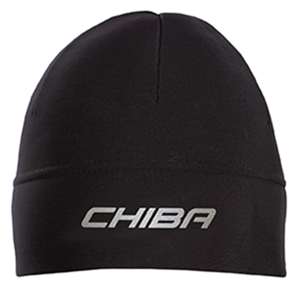 CHIBA Thermofleece Mütze Kids - L/XL, schwarz, atmungsaktiv, reflektierendes Logo
