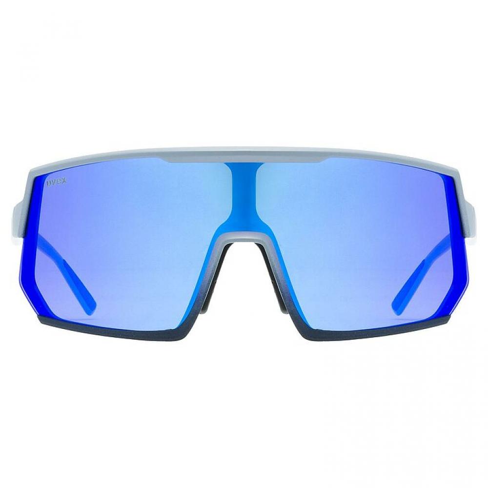 uvex sportstyle 235, rhino deep space matt/mirror blue, Sportbrille mit verspiegeltem Oversize-Shield und uvex supravision® Antifog-Beschichtung für 100% UV-Schutz und maximalem Sichtfeld
