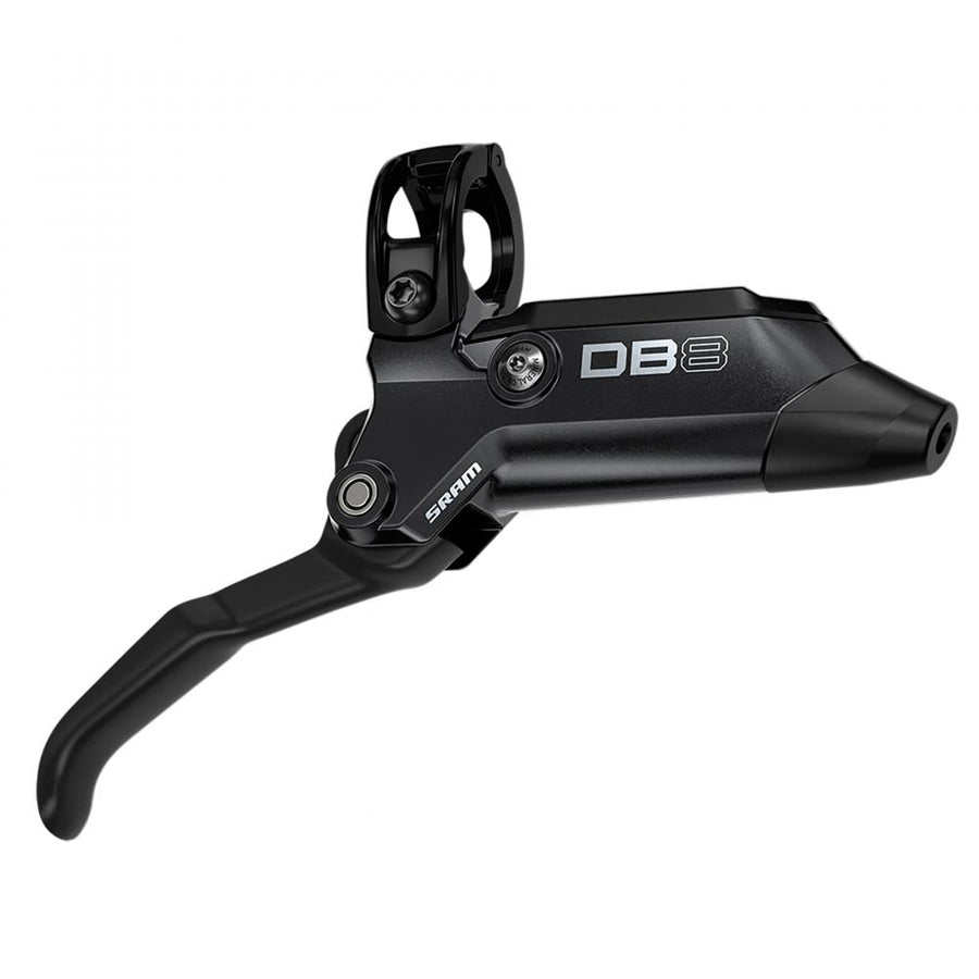 SRAM DB8 Fahrrad-Bremshebel in Schwarz, montiert, für Mountainbikes.